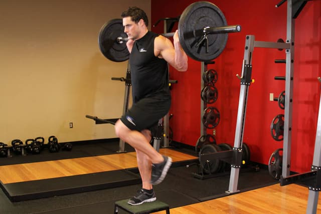 Ending position of Barbell Step Ups