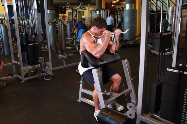 Ending position of Cable Preacher Curl