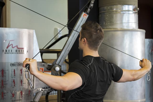 Ending position of Cable Rear Delt Fly