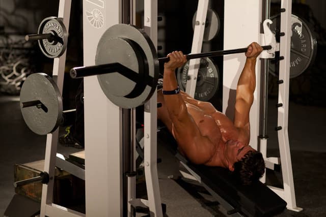 Starting position of Decline Smith Press