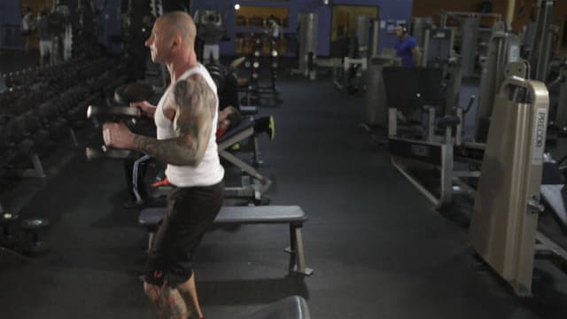 Ending position of Dumbbell Clean