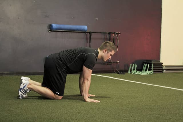 Starting position of Hip Circles (prone)