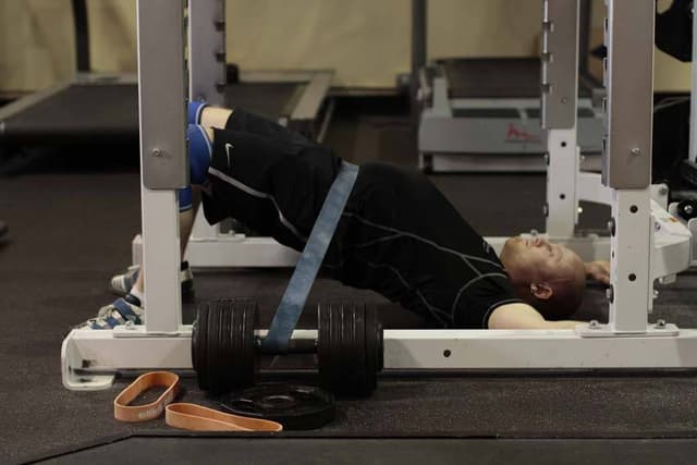 Ending position of Hip Lift with Band