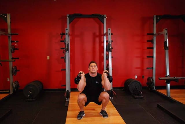 Ending position of Kettlebell Thruster