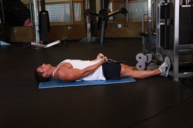 Starting position of Lying Cable Curl