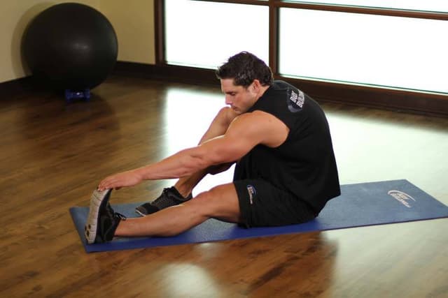Ending position of Seated Calf Stretch