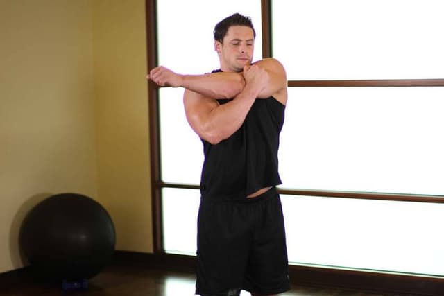 Ending position of Shoulder Stretch