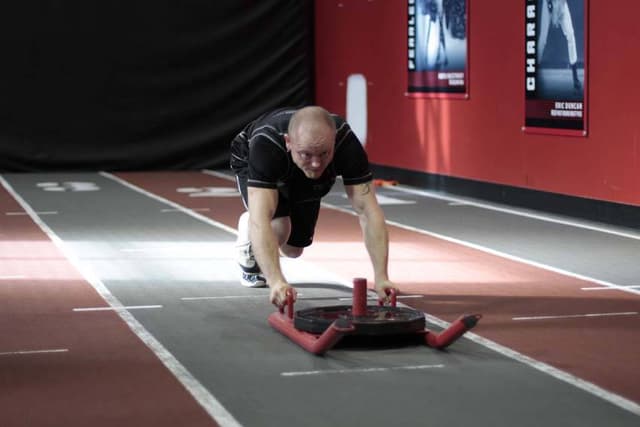 Starting position of Sled Push