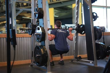 Starting position of Smith Machine Squat