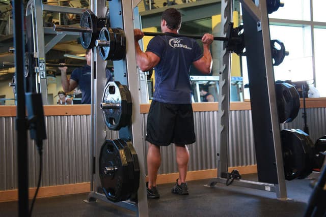 Ending position of Smith Machine Squat