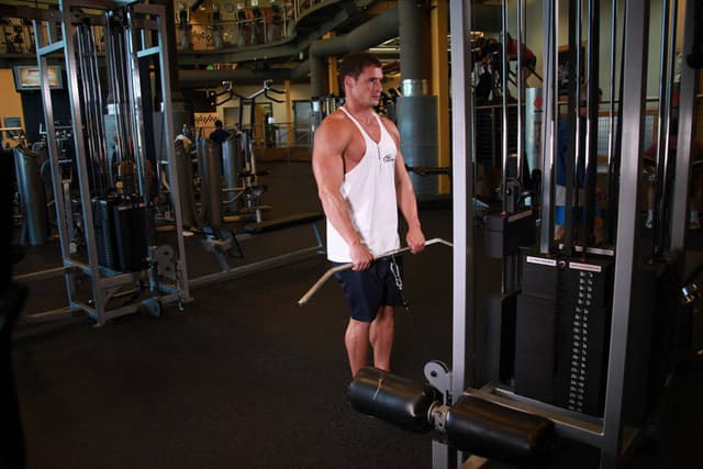 Ending position of Upright Cable Row